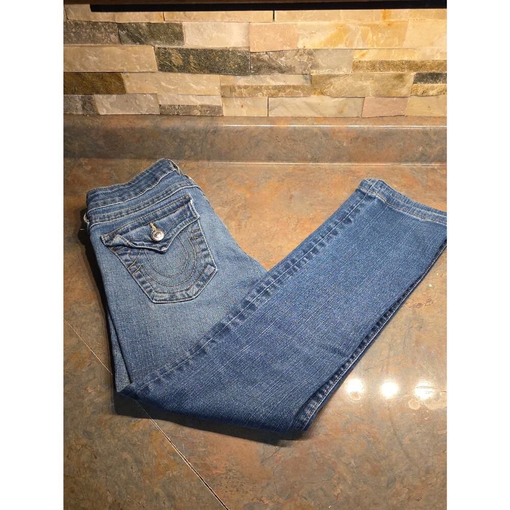 True Religion Blue Women's Skinny Jeans with Decorative Back Pocket